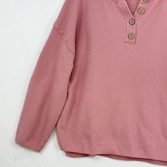 Lillusory Knit Sweater Womens Size XL Pink Henley Oversized - Picture 11 of 15